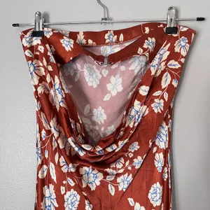 Bec + Bridge Blossom Strapless Satin Floral Cowl Back Maxi Dress Rust Red thumbnail 7