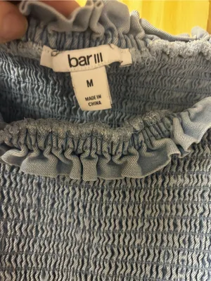 Bar III smocked crop top featuring short puff sleeves thumbnail 2
