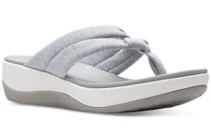 Clarks Light Gray Padded Thong Sandal thumbnail 1