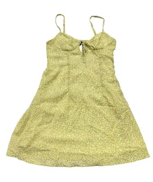 Divided Yellow Green Floral Mini Dress Sundress Tie Front Cutout X-Small Women's thumbnail 1