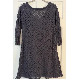 Garnet Hill Lace Dress 4 Slip Liner Gray‎ Knee Length Floral Eyelet Semi-formal thumbnail 2