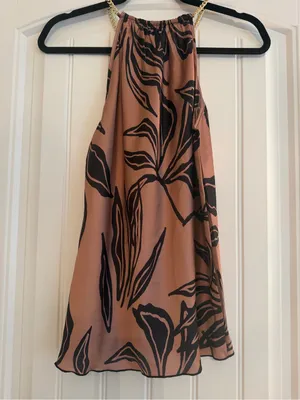 Nicole Miller Rust Brown Mini Skirt with Black Abstract Print thumbnail 3