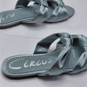 Sam Edelman Circus NY Womens Sandals 7.5 Blue Satin Bow Slides Feminine Coquette thumbnail 7