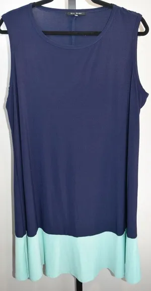 Blu Sage Colorblock Sleeveless Shift Dress Navy Mint Plus Size 16W Professional thumbnail 1