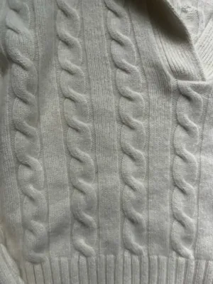 Aritzia Sunday Best Cream Cable Knit Wool Blend Cropped Long Sleeve Sweater S thumbnail 3