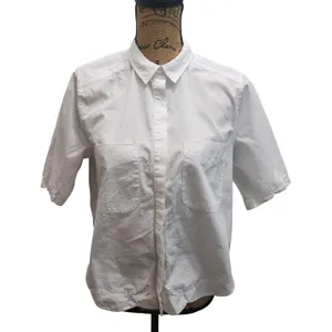 HD In Paris Anthropologie‎ Womens White Cotton Short Sleeve Button Down Shirt 4 thumbnail 1