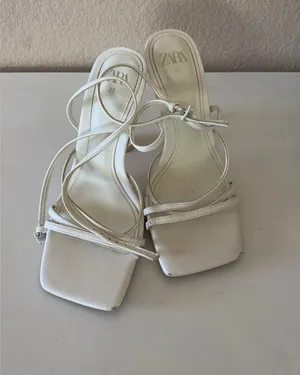 ZARA White Strappy Heels thumbnail 1
