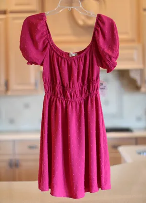 Altar'd State happily ever after mini puff sleeve pink dress thumbnail 1