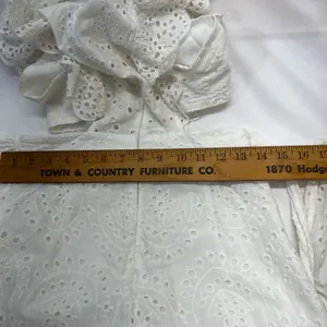 Blue Blush Eyelet Jumpsuit Cropped 100% Cotton Women S White Whimsical Girly Fun thumbnail 11