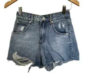 Princess Polly Women's Distressed Medium Wash Raw Frayed Hem Denim Shorts 4 thumbnail 1
