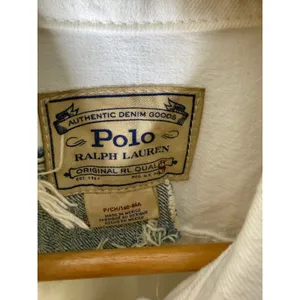 Polo‎ Ralph Lauren white distressed patch on sleeve jean jacket size small thumbnail 3