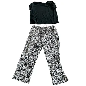 Ekouaer Women's 2XL‎ Leopard Print Pajama Set Top and Wide Leg Pants Loungewear thumbnail 2