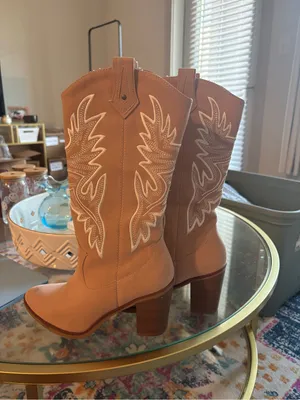 Altar'd State Light Pink Cowgirl Heeled Boots thumbnail 2