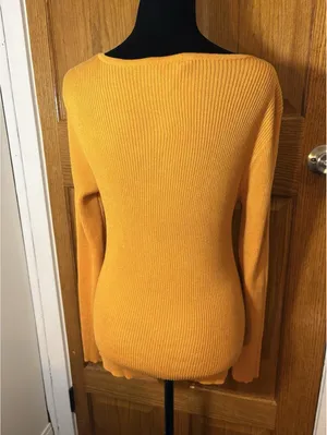 No Boundaries Mustard Yellow Ribbed Twist Front Sweater Women’s XL XG Top thumbnail 4