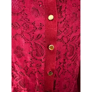 Banana Republic Small Maroon Lace Front Wool Blend Button Cardigan‎ Sweater thumbnail 2