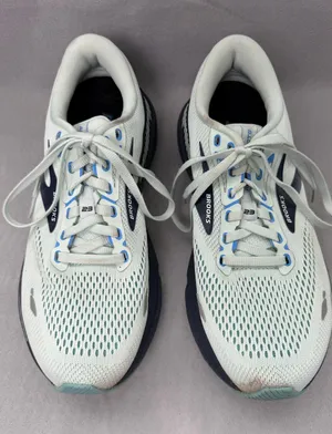Brooks Adrenaline GTS 23 Womens 9.5 Wide D Running Shoes Mint Navy 1203811D471 thumbnail 1