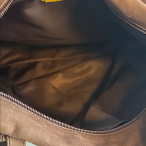 Mandarina Duck Brown Suede Shoulder Bag Zip Closure Preloved Very Clean Inside thumbnail 8