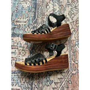 Kork-Ease NWT Marley Black Woven Leather Ankle-Strap Wedge Size 9 thumbnail 10