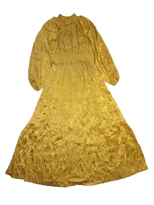 NWT by Anthropologie The Somerset Maxi in Yellow Satin Mock-Neck Edition Dress M thumbnail 5