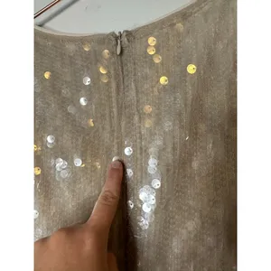 STAUD Off-White Sequin Mini Sleeveless Cocktail Eton Sparkle Dress size Small thumbnail 12