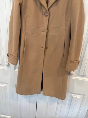 Kenneth Cole reaction tan longline pea coat size 8 thumbnail 3