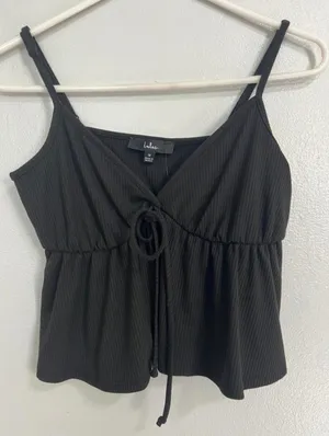 Lulus Babydoll Style Black (Washed black) Crop Top Size M NWT. Women's. thumbnail 2