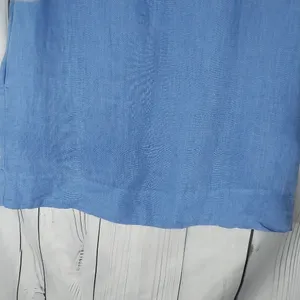 Zara Basic 100% Linen Blue V-Neck Relaxed Fit Everyday Casual Shift Dress Size S thumbnail 5