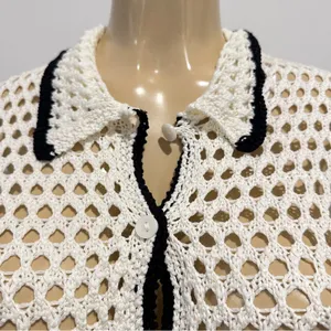 Divided Crochet Cardigan Polo Sweater Sz M Shirt Button Front H&M HM thumbnail 3