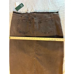 Wild Fable Brown Denim Midi Skirt Raw Hem Front Slit Size 14 Fair Trade thumbnail 2