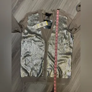 Jones New‎ York Gray Sequin Cardigan Sweater thumbnail 6