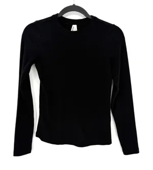 Pact Long Sleeve Top Ribbed Organic Cotton XS Black Slim Fit Crew Neck Tee thumbnail 1