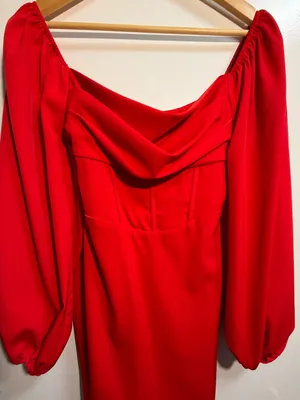 Princess Polly Red Corset Cowl Neck Puff Sleeve Mini Dress US 2 XS thumbnail 6