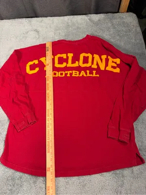 Iowa state Cyclone Football Red Long Sleeve Tee press box large thumbnail 5