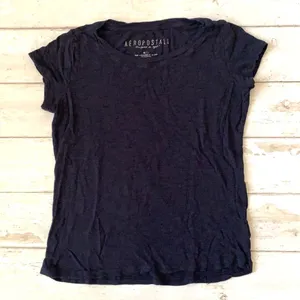 Aeropostale Women’s Medium M Navy Blue Short Sleeve Basics Shirt Short Sleeves thumbnail 1