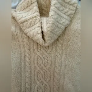 Ralph Lauren Ivory Cowl Neck Wool Cashmere Blend Cable Knit Sweater thumbnail 5