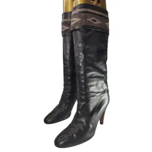 Vintage 90s black leather Pollini Knee high Boots sz 38.5 /7.5 thumbnail 3