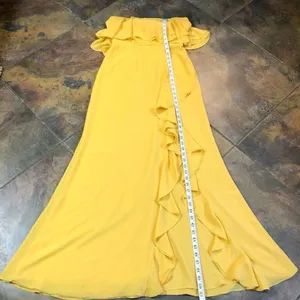Lovers + Friends Women’s Yellow Strapless Ruffle High Slit in Front Jeadora Gown thumbnail 7