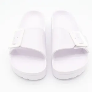 Womens White Platform Slide Sandals Chunky Buckle Strap Foam Slides Size 9 thumbnail 4