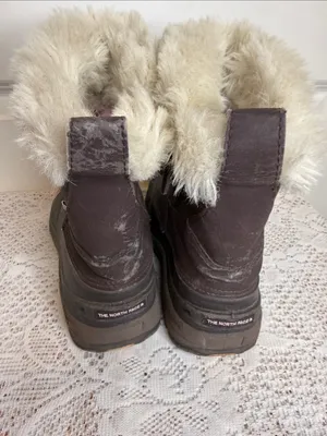 The North Face Women's Dark Brown Winter Boots with Cream Faux-Fur Cuff Sz 7 thumbnail 6