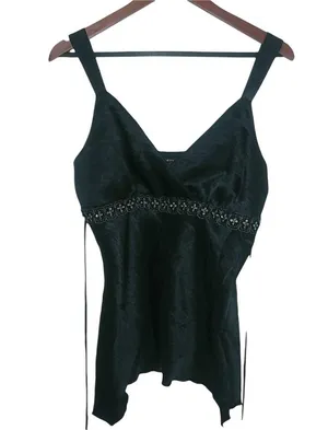Anxiety L Goth Black Jeweled Tieback Formal Top thumbnail 1