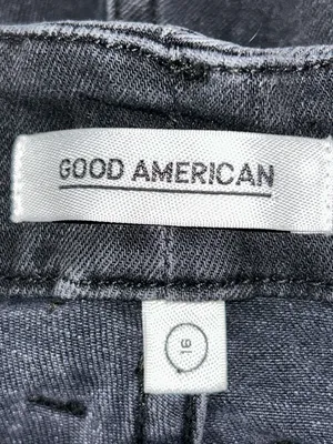 Good American Black High Rise Skinny Jeans Size 16 Raw Hem Stretch Denim thumbnail 6