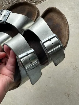 Birkenstock Arizona Silver Leather‎ Sandals size 6 thumbnail 7