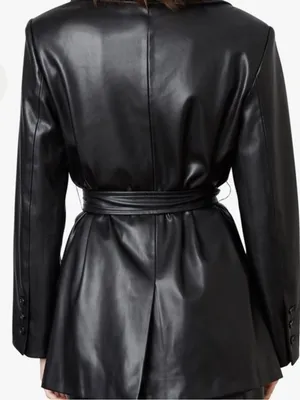 NIA Faux Leather Blazer Jacket – Black Size S thumbnail 6