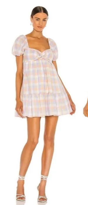 Amanda Uprichard | Goldie Pastel Gingham Mini Dress thumbnail 1