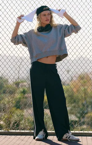 Free People Movement Black One On One Mesh Pants Size Large NWT $98 retail rare thumbnail 1