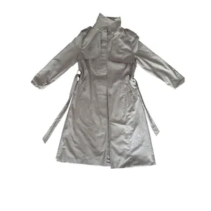Vintage Classic Trench Coat Gray Belted Long Sleeve Women's Outerwear xs/s thumbnail 2