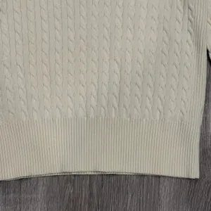 VTG 90s Tommy Hilfiger Womens Cream Cable Knit V-Neck Sweater Preppy Classic Med thumbnail 4