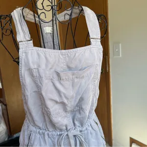 Wilfred Free Aritzia Grey Lyocell Short Overalls Romper Drawstring Waist Small‎ thumbnail 13