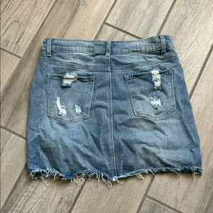 Trendy Blue Distressed Mini Skirt Size M thumbnail 4