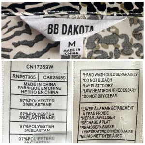 BB Dakota New Satin PJ Set Button Top Shorts Animal Print Women’s Size Medium thumbnail 14